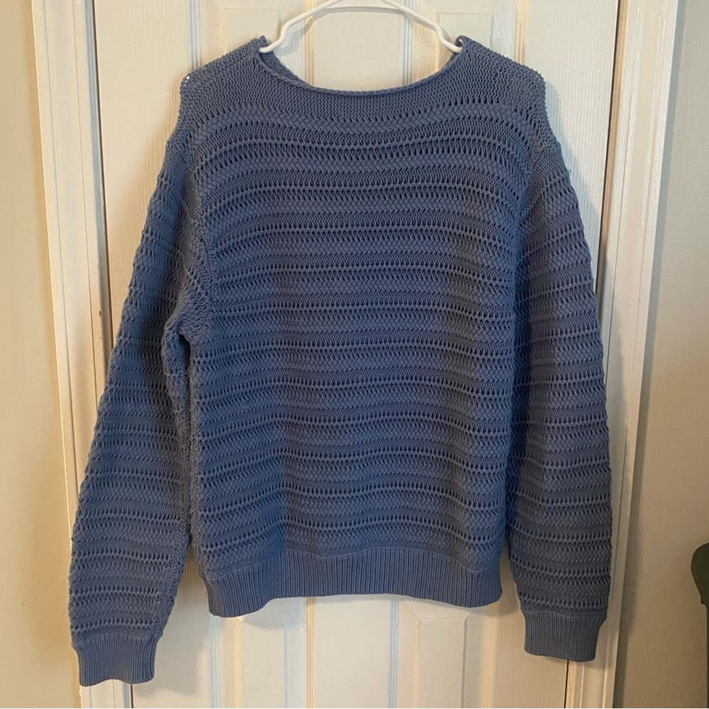 Vince womens steel blue chunky knit sweater - Picture 4 of 5